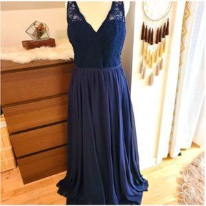 Navy floor length bridesmaid dress